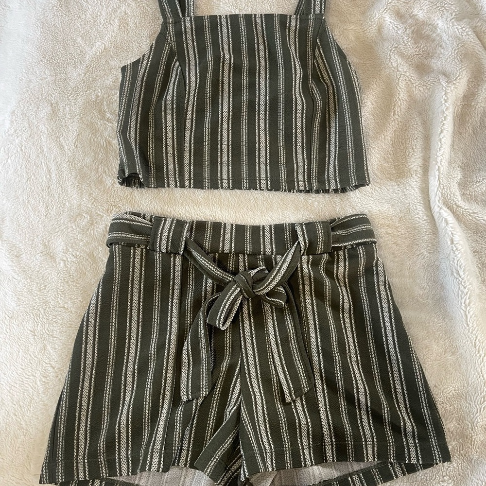 NoBo Striped Green and White Two-Piece Set